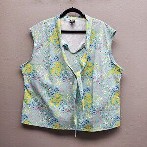 Retroliscious Blouse Womens 3XL Sleeveless Button Front Floral Top Made in USA